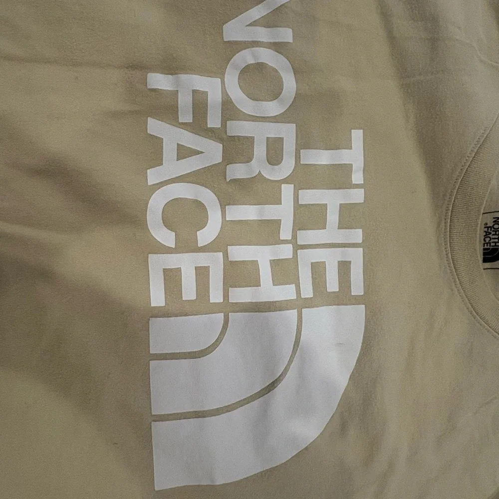 The North Face Logo Tee in Light Tan with White Print
